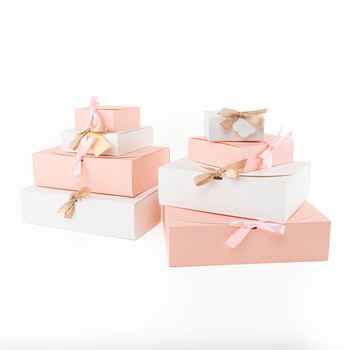 Stobag 2τμχ Λευκό/ροζ Κουτί δώρου Γάμος Μπομπονιέρες γενεθλίων Αποθήκευση ρούχων Χειροποίητα μπισκότα Συσκευασία Υποστήριξη Προσαρμογή