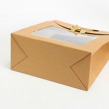 32/26/20/16 см преносима чанта за подаръци от крафт хартия PVC прозрачни торби за опаковане на прозорци за малък бизнес Опаковка за коледни подаръци за рожден ден