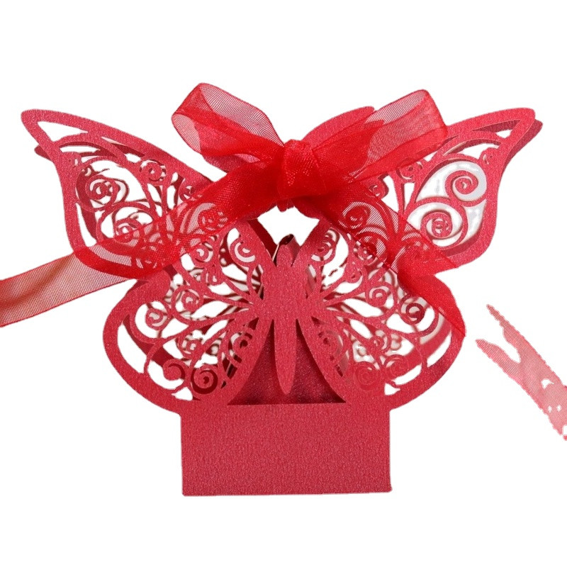 10 tk Laserlõigatud õõnes šokolaadikommikarp kullast liblikaga pakkekarbid paeltega hulgimüük Pulmapeo teenete pakkimine