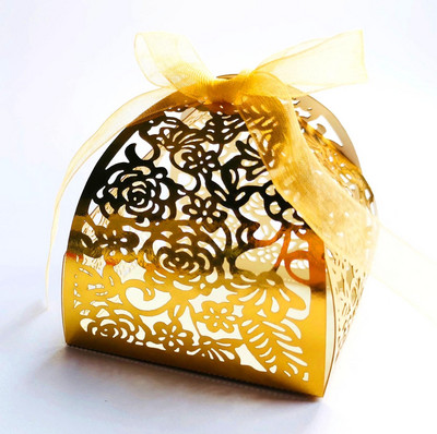 50 tk Punase kullaga roosa roosi pulmakommikarp laseriga lõigatud õõnsad sõbrapäeva kinkekarbid pakend hulgimüük beebipeo teenete jaoks