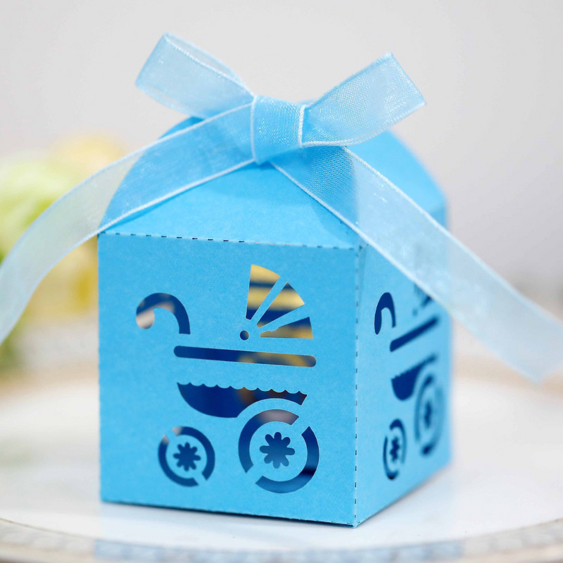 10/20/30 tk Baby Shower kinkekarp poisile või tüdrukule šokolaadikarp lindiga Sugu paljastavad roosad sinised Oh Baby maiustused kingitused külalistele