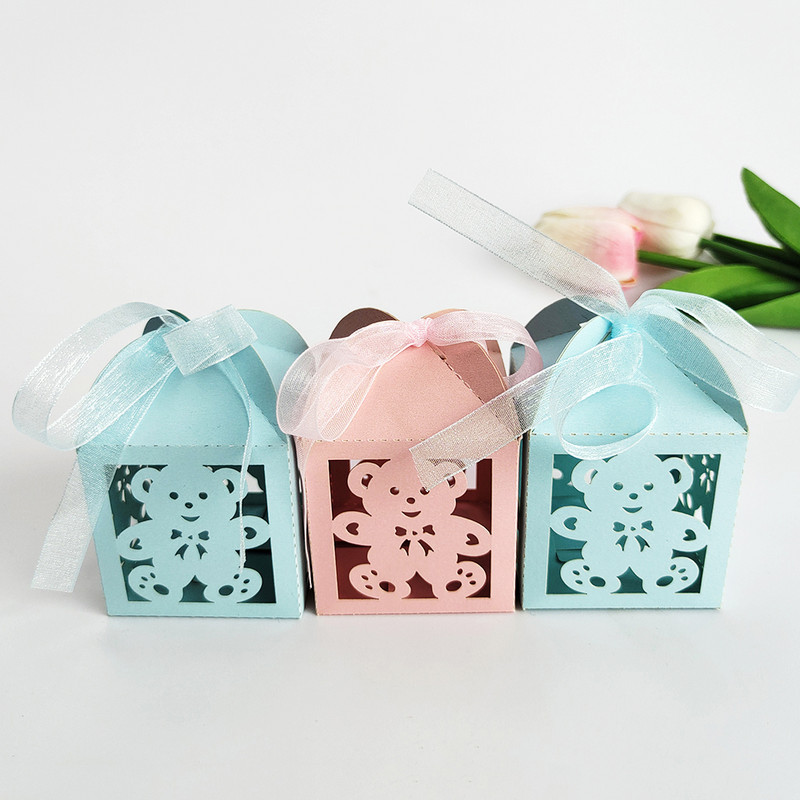 10/20/30 tk Baby Shower kinkekarp poisile või tüdrukule šokolaadikarp lindiga Sugu paljastavad roosad sinised Oh Baby maiustused kingitused külalistele