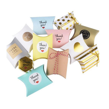 10 τμχ Μαξιλαροθήκη ζαχαροπλαστικής Kraft Χαρτί Μπομπονιέρες Γάμου Κουτιά δώρων Συσκευασία Χαριτωμένα χειροτεχνήματα με τσάντα καραμέλα Χριστουγεννιάτικη διακόσμηση για πάρτι γενεθλίων