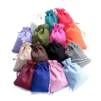 50 τμχ χειροποίητο χρώμα Vintage Style φυσικό λινάτσα Λινάτσα Κοσμήματα Ταξιδιωτική θήκη αποθήκευσης Mini Candy από γιούτα Τσάντες συσκευασίας για τσάντα δώρου
