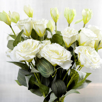 3 κλαδιά 70cm Τεχνητό λουλούδι Χονδρική Τρίδυμο Eustoma Flower Διακόσμηση σπιτιού Fake Flower Wedding Flower μετάξι Eustoma