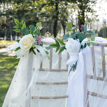 Καρέκλα γάμου Διακόσμηση με λουλούδια Τεχνητή Ανθοσυνθέσεις για Καρέκλα Γάμου Πίσω Διάδρομος Pew Flower Decoration