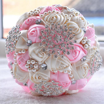 1 бр./лот Изкуствени сватбени букети Ръчно изработени цветя от кристали Bridesmaid Crystal Bridal Buquet de mariage
