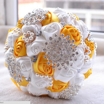 1 τμχ/ παρτίδα Τεχνητές ανθοδέσμες γάμου Χειροποίητα λουλούδια στρας Bridesmaid Crystal Bridal Wedding Bouquet de mariage