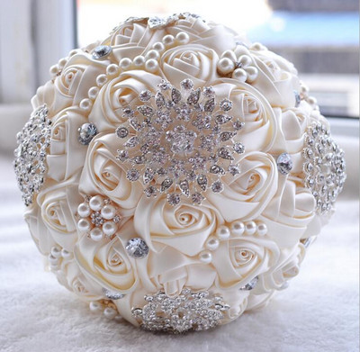 1 τμχ/ παρτίδα Τεχνητές ανθοδέσμες γάμου Χειροποίητα λουλούδια στρας Bridesmaid Crystal Bridal Wedding Bouquet de mariage