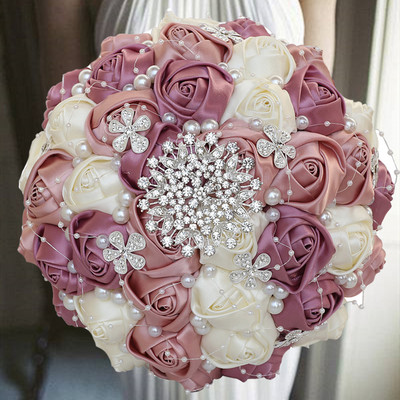 1 τμχ/ παρτίδα Τεχνητές ανθοδέσμες γάμου Χειροποίητα λουλούδια στρας Bridesmaid Crystal Bridal Wedding Bouquet de mariage