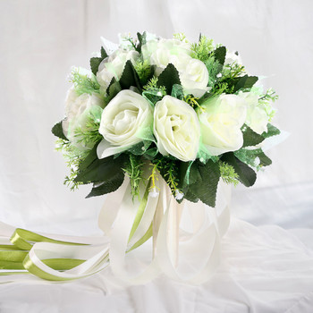 Γαμήλια ανθοδέσμη για νύφη παράνυμφο Αξεσουάρ γάμου Κρατώντας τεχνητά λουλούδια κορδέλα Μπουκέτο νύφης Μπουτονιέρα γάμου