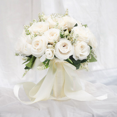 Γαμήλια ανθοδέσμη για νύφη παράνυμφο Αξεσουάρ γάμου Κρατώντας τεχνητά λουλούδια κορδέλα Μπουκέτο νύφης Μπουτονιέρα γάμου