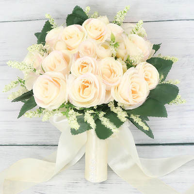 Γαμήλια ανθοδέσμη για νύφη παράνυμφο Αξεσουάρ γάμου Κρατώντας τεχνητά λουλούδια κορδέλα Μπουκέτο νύφης Μπουτονιέρα γάμου