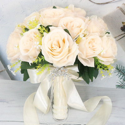 Γαμήλια ανθοδέσμη για νύφη παράνυμφο Αξεσουάρ γάμου Κρατώντας τεχνητά λουλούδια κορδέλα Μπουκέτο νύφης Μπουτονιέρα γάμου