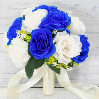 Γαμήλια ανθοδέσμη για νύφη παράνυμφο Αξεσουάρ γάμου Κρατώντας τεχνητά λουλούδια κορδέλα Μπουκέτο νύφης Μπουτονιέρα γάμου