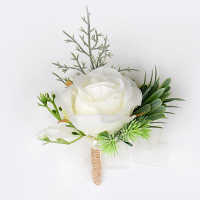 Γαμήλια ανθοδέσμη για νύφη παράνυμφο Αξεσουάρ γάμου Κρατώντας τεχνητά λουλούδια κορδέλα Μπουκέτο νύφης Μπουτονιέρα γάμου