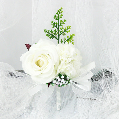Γαμήλια ανθοδέσμη για νύφη παράνυμφο Αξεσουάρ γάμου Κρατώντας τεχνητά λουλούδια κορδέλα Μπουκέτο νύφης Μπουτονιέρα γάμου