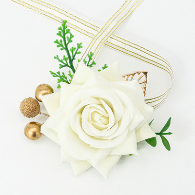 Γαμήλια ανθοδέσμη για νύφη παράνυμφο Αξεσουάρ γάμου Κρατώντας τεχνητά λουλούδια κορδέλα Μπουκέτο νύφης Μπουτονιέρα γάμου