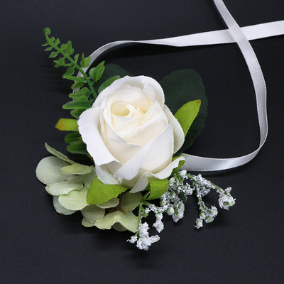Γαμήλια ανθοδέσμη για νύφη παράνυμφο Αξεσουάρ γάμου Κρατώντας τεχνητά λουλούδια κορδέλα Μπουκέτο νύφης Μπουτονιέρα γάμου