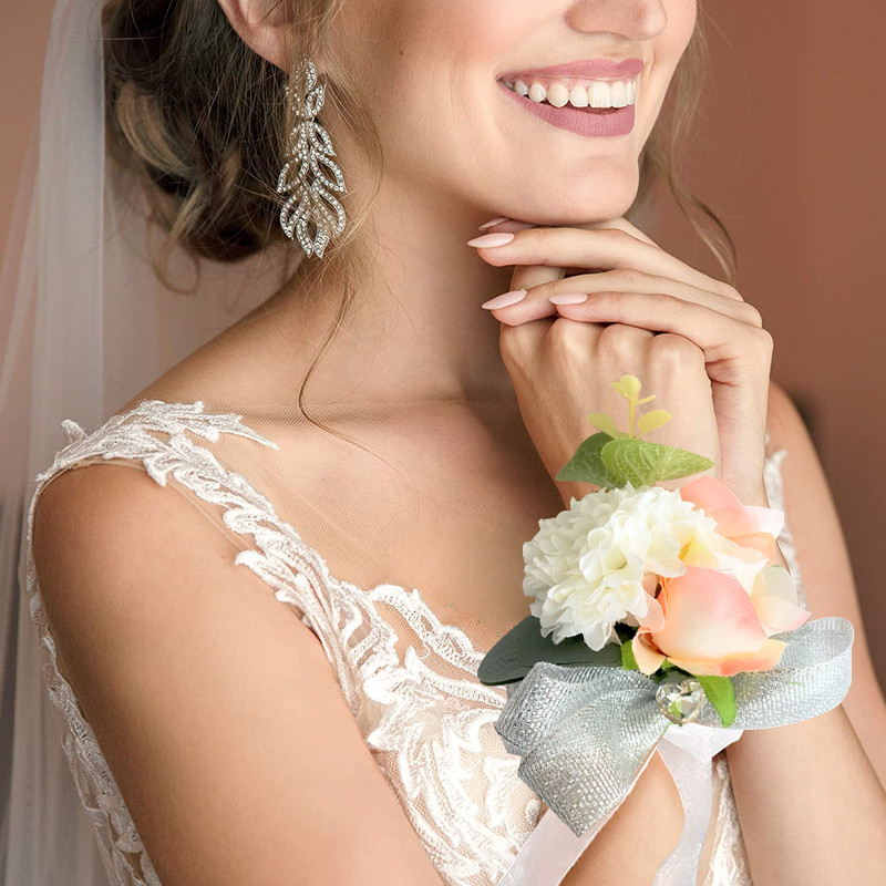 Γαμήλια ανθοδέσμη για νύφη παράνυμφο Αξεσουάρ γάμου Κρατώντας τεχνητά λουλούδια κορδέλα Μπουκέτο νύφης Μπουτονιέρα γάμου