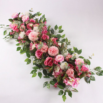 Προμήθειες διακόσμησης τοίχου με λουλούδια γάμου Μεταξωτές παιώνιες τριαντάφυλλο τεχνητό λουλουδάτο ντεκόρ σειρές γάμου Σιδερένιο σκηνικό με καμάρα
