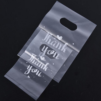 100 бр. Благодарим ви Пластмасови торбички за подаръци Пластмасови торбички за пазаруване с дръжка Коледно сватбено тържество Favor Bag Торбички за бонбони Торти за опаковане