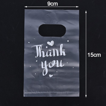 100 бр. Благодарим ви Пластмасови торбички за подаръци Пластмасови торбички за пазаруване с дръжка Коледно сватбено тържество Favor Bag Торбички за бонбони Торти за опаковане