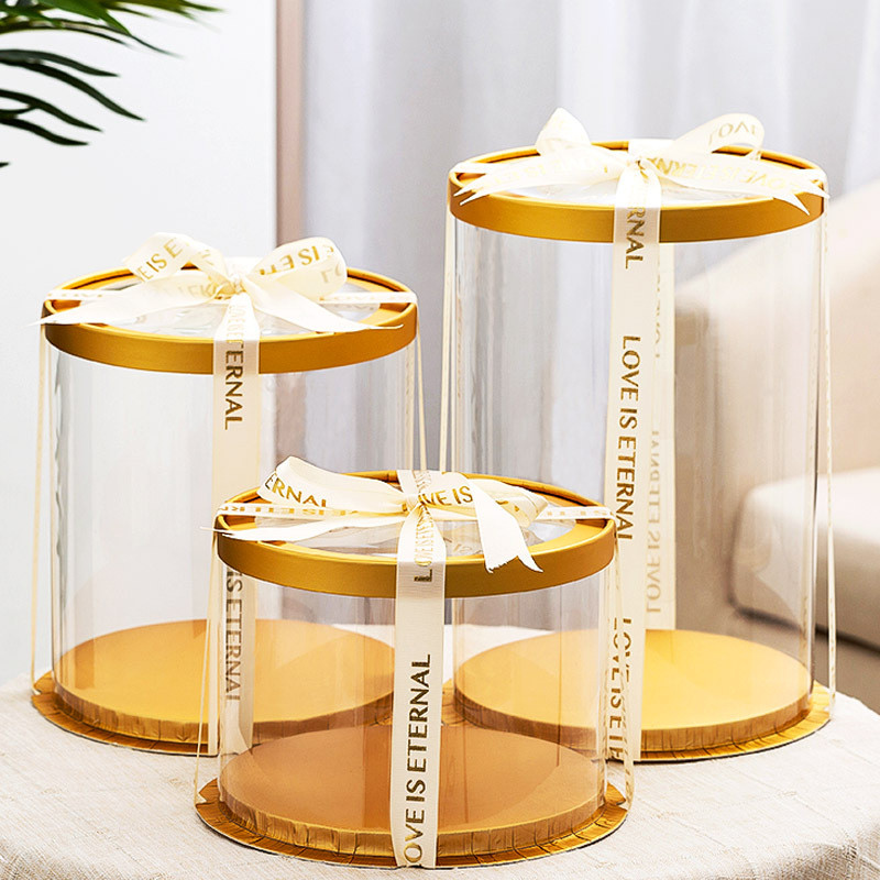 18/22 cm skaidrios gimtadienio tortų dėžutės PET permatomos dovanų rožių meškos pakuotės dėžutė kūdikių vakarėliui vestuvių vakarėliui Kalėdų dėžutė