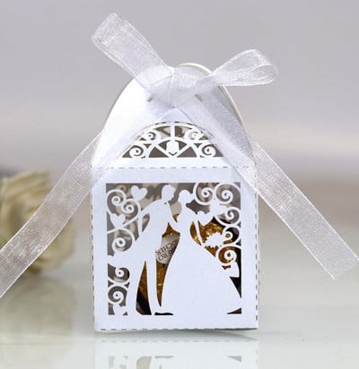 25τμχ Κουτί δώρου Γάμος Νύφη Νυμφίο Μπουτίκ για Μπομπονιέρες Επισκεπτών Συσκευασία Δώρα για την Ημέρα του Αγίου Βαλεντίνου Κουτιά συσκευασίας Χονδρική