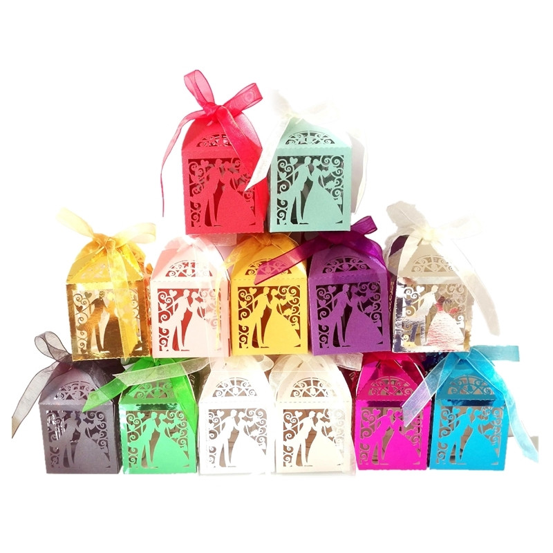 25τμχ Κουτί δώρου Γάμος Νύφη Νυμφίο Μπουτίκ για Μπομπονιέρες Επισκεπτών Συσκευασία Δώρα για την Ημέρα του Αγίου Βαλεντίνου Κουτιά συσκευασίας Χονδρική