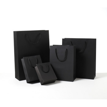 Μαύρη Υψηλής ποιότητας Απλή χάρτινη τσάντα δώρου Τσάντες Kraft Χάρτινες τσάντες Κουτί καραμελών Γάμος Χριστουγεννιάτικο πάρτι γενεθλίων Συσκευασία δώρου Επαναχρησιμοποιούμενες τσάντες