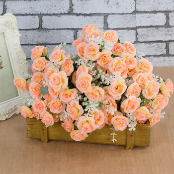 15 Μίνι τριαντάφυλλα κεφαλιού τεχνητό λουλούδι Διάταξη σκηνής γάμου Λουλούδια Γραφείο σαλονιού Διακόσμηση σπιτιού Ψεύτικα αξεσουάρ λουλουδιών