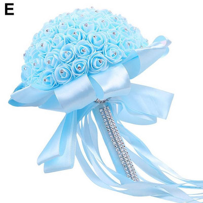 Vestuvių puokštė Romantiška Dirbtinė nuotakos puokštė nuotakai Pamergei Putų rožių gėlių krištolinė puokštė vestuvių dekoravimui