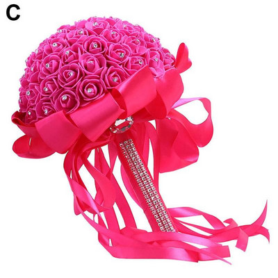 Vestuvių puokštė Romantiška Dirbtinė nuotakos puokštė nuotakai Pamergei Putų rožių gėlių krištolinė puokštė vestuvių dekoravimui