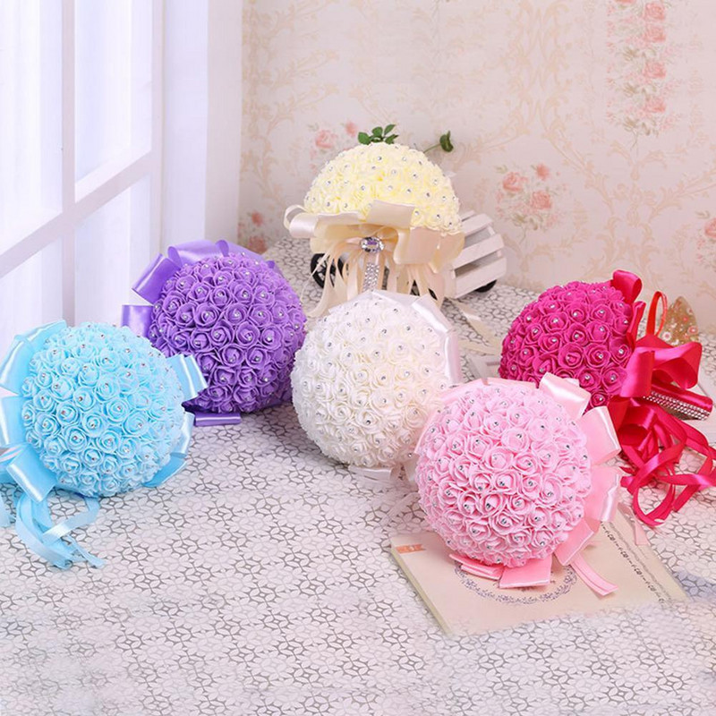 Vestuvių puokštė Romantiška Dirbtinė nuotakos puokštė nuotakai Pamergei Putų rožių gėlių krištolinė puokštė vestuvių dekoravimui