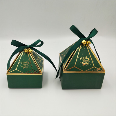 Dovanų dėžutė Vestuvių reikmenys Vakarėlio saldainių dėžutė kūdikių dušo popierinės šokoladinės dėžutės Naujos prizminės kūrybinės bronzinės pakavimo dėžutės