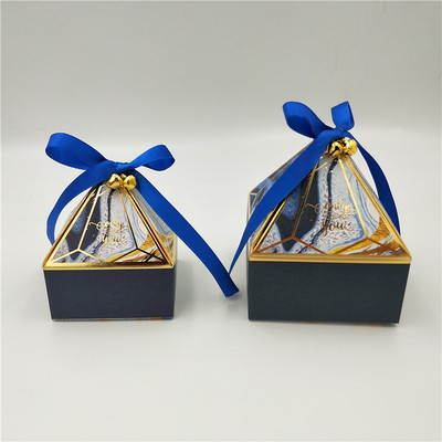 Dovanų dėžutė Vestuvių reikmenys Vakarėlio saldainių dėžutė kūdikių dušo popierinės šokoladinės dėžutės Naujos prizminės kūrybinės bronzinės pakavimo dėžutės