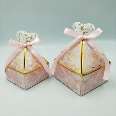 Dovanų dėžutė Vestuvių reikmenys Vakarėlio saldainių dėžutė kūdikių dušo popierinės šokoladinės dėžutės Naujos prizminės kūrybinės bronzinės pakavimo dėžutės