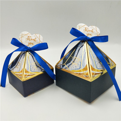 Dovanų dėžutė Vestuvių reikmenys Vakarėlio saldainių dėžutė kūdikių dušo popierinės šokoladinės dėžutės Naujos prizminės kūrybinės bronzinės pakavimo dėžutės