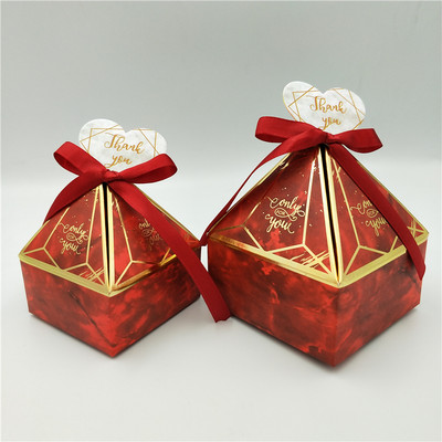 Dovanų dėžutė Vestuvių reikmenys Vakarėlio saldainių dėžutė kūdikių dušo popierinės šokoladinės dėžutės Naujos prizminės kūrybinės bronzinės pakavimo dėžutės