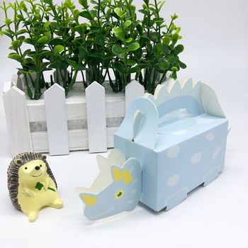 10 бр. Парти на динозавър Синьо-зелена кутия за бисквитки Baby Shower Кутия за бонбони лакомство за детски рожден ден Хартиени кутии за опаковане