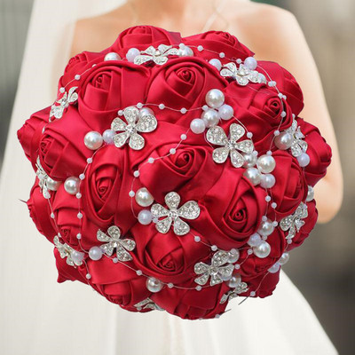 Kollased kuningsinised pulmakimbud kristallist pruudikimpudega pruutneitsi kunstsatiinroosid pruutlilled