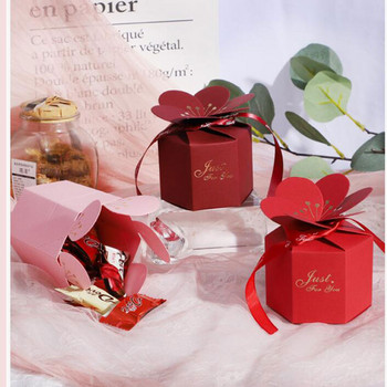 Творческа кутия за бонбони Сватбена услуга Опаковка за подарък Панделка Шоколадова бисквитка Червени торбички Бебешки празник Празнични принадлежности за рожден ден