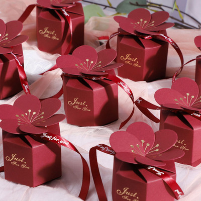 Creative Candy Box Μπομπονιέρα Γάμου Συσκευασία Κορδέλα Σοκολατένιο μπισκότο Κόκκινες τσάντες Baby Shower Εορταστικό πάρτι γενεθλίων