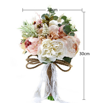 Τεχνητή παιωνία τριαντάφυλλο μπουκέτο για νύφη παράνυμφος Χειροποίητη ανθοδέσμη γάμου Μεταξωτή νυφική ανθοδέσμη που κρατά λουλούδι