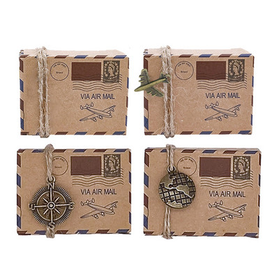 10 db Esküvői Vintage cukorkadoboz bélyeg dizájn csokoládé csomagolás nátronpapír ajándékcsomagolás karácsonyi ajándékok parti kellékek