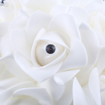 1 τεμ. Τεχνητό λουλούδι τριαντάφυλλο Bridesmaid Wedding Foam Flowers Rose Bridal Bouquet Κορδέλα Fake Wedding Bouquet Boho Style for Home