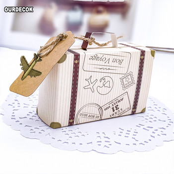 Куфар Кутии за бонбони Пътуване Класическа елегантна тематична подаръчна кутия Сватба Рожден ден Годишнина Кутии за парти с подаръци със самолет