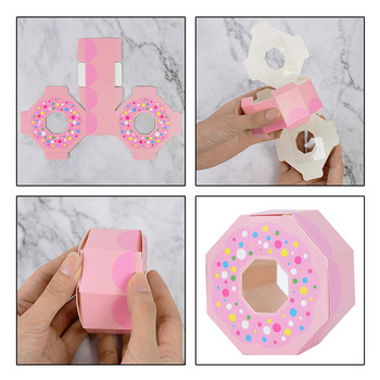10 τμχ Donuts DIY Hexagon Candy Κουτί δώρου Γλυκό θεματικό πάρτι Γάμος Γενέθλια Baby Shower Δώρο Προϊόντα διακόσμησης σπιτιού