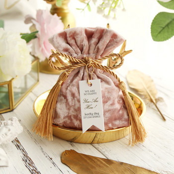 Velvet τσάντα δώρου 3 μεγεθών Wedding Party Velvet Candy Box Τσάντες δώρου για δώρο γάμου Μικρές χρυσές κορδόνι δώρου πουγκάκια καραμελών